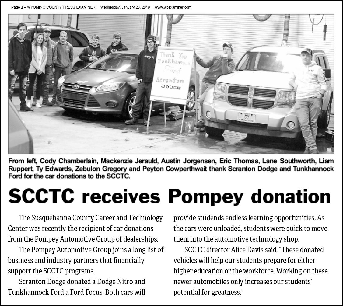 SCCTC Receives Pompey Donation